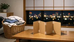 ダンボール4枚で完成、服たたみが速くなる補助ボードの作り方