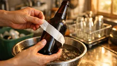 ビンのラベルが破れない、お湯でスルッとはがす簡単テク