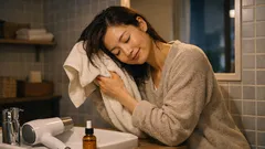 冬の脱衣所でも髪が早く乾く、タオルドライ最強の時短術