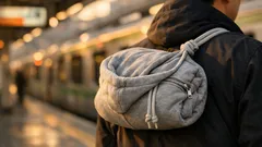 脱いだパーカーが手荷物にならない、フードで作る肩がけ簡易バッグの折り方