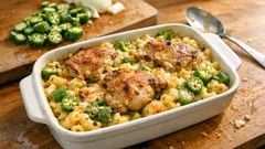 とろ〜り濃厚！オクラと鶏もも肉のマカロニグラタン—焼き立てがいちばん
